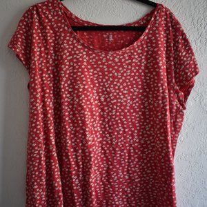 GAP Ditsy Print Floral Print Red Tee